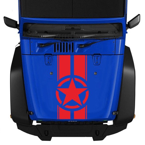 Autocollant Capot Militaire Style étoiles Pour Jeep Wrangler TJ/LJ/JK - Vinyle étanche, Amovible - Customisation Auto