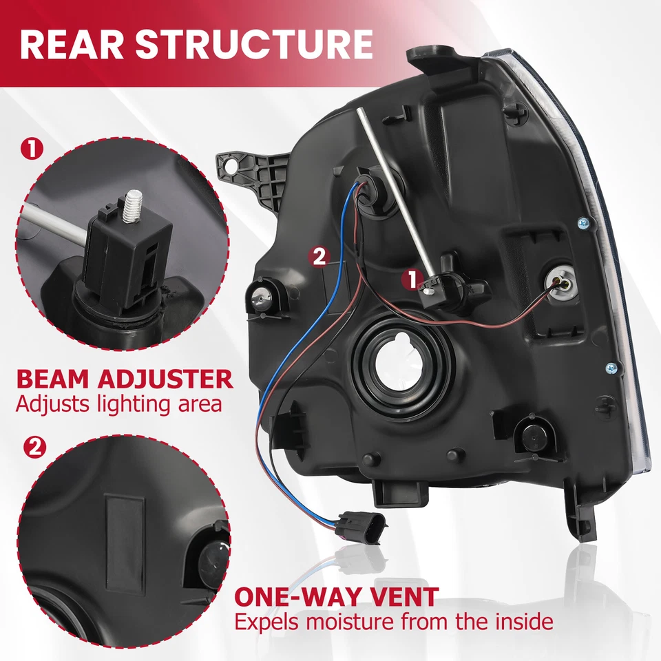 For 2007-2014 GMC Yukon XL 1500 2500 Denali Chrome Headlights Assembly LH+RH - Image 3 of 4