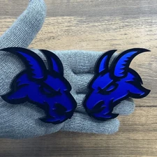Goat Badges Emblem Premium Blue Ano, 2 Badges, Fender Angry Agressive Black