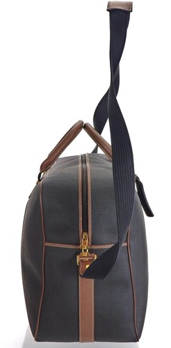 New Vintage DUNHILL Black Brown Gray Leather Weekender Travel Bag France - Picture 3 of 14