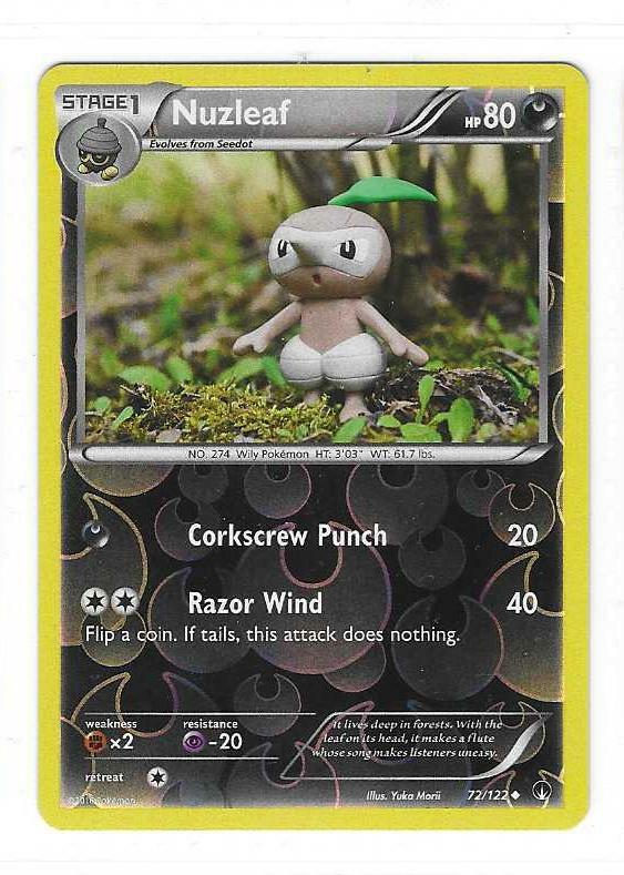 Pokemon --- NUZLEAF --- XY Breakpoint! REVERSE HOLO! NM/Mint! 72/122