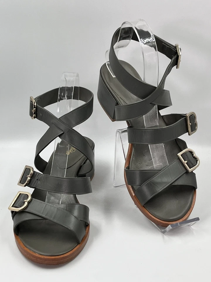 Brooks Brothers/Zac Posen Women's Olive Green Wedge Sandals Size 9M Strappy - Image 4 of 4
