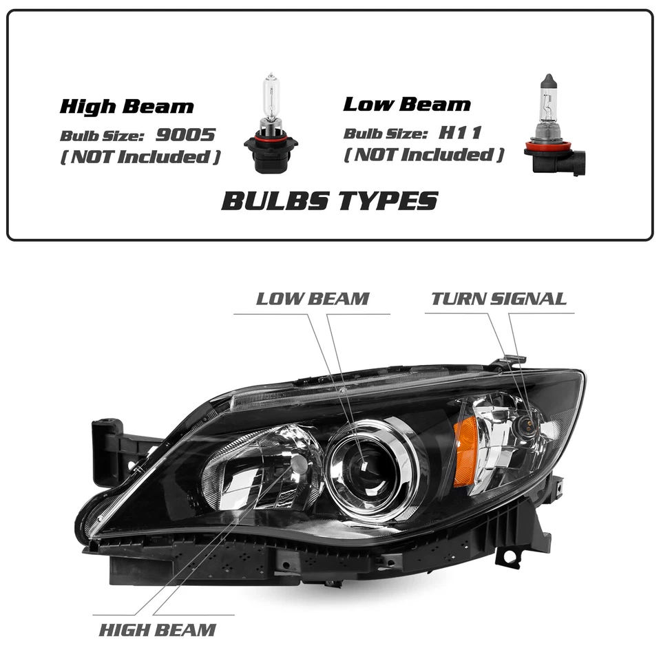 For 2008-2011 Subaru Impreza Outback/08-14 WRX Halogen Headlights LH+RH Pairs - Image 2 of 4