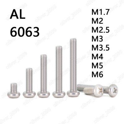 Aluminium 6063 LinsenkopfSchrauben mit Kreuzschlitz M1.7 M2 M3 M3.5 M4 M5 M6