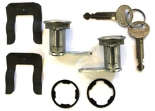 NEW PAIR FORD DOOR LOCK KEYED CYLINDER W/2 OEM FORD OVAL LOGO KEYS TO MATCH