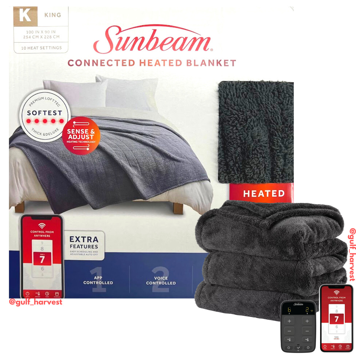 Sunbeam Connected WiFi Smart Heated Blanket Slate Gray, King Size -  NEW/SEALED 694501170739 | eBay