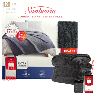 Sunbeam Connected WiFi Smart Heated Blanket Slate Gray, King Size -  NEW/SEALED 694501170739 | eBay
