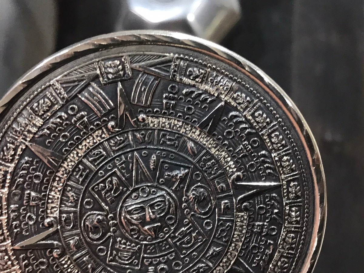 Vintage Sterling 925 GZHDF Mayan Calendar Huge Brooch