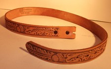Chambers Tooled Genuine Top Grain Leather Belt 28 Acorn Leaf Pattern