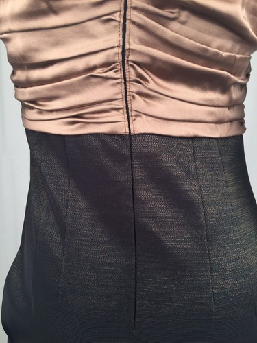 Maria Bianca Nero M Bronze Silk Black Colorblock Beaded Dress Anthropologie - Picture 10 of 12
