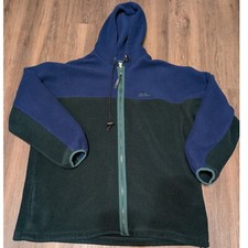 LL Bean Fleece Hoodie Full Zip Color Block Outdoors Jacket XL