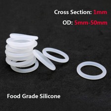 Cross Section 1mm Food Grade O-Rings VMQ Silicone Rubber Gasket ID 3-48mm Clear