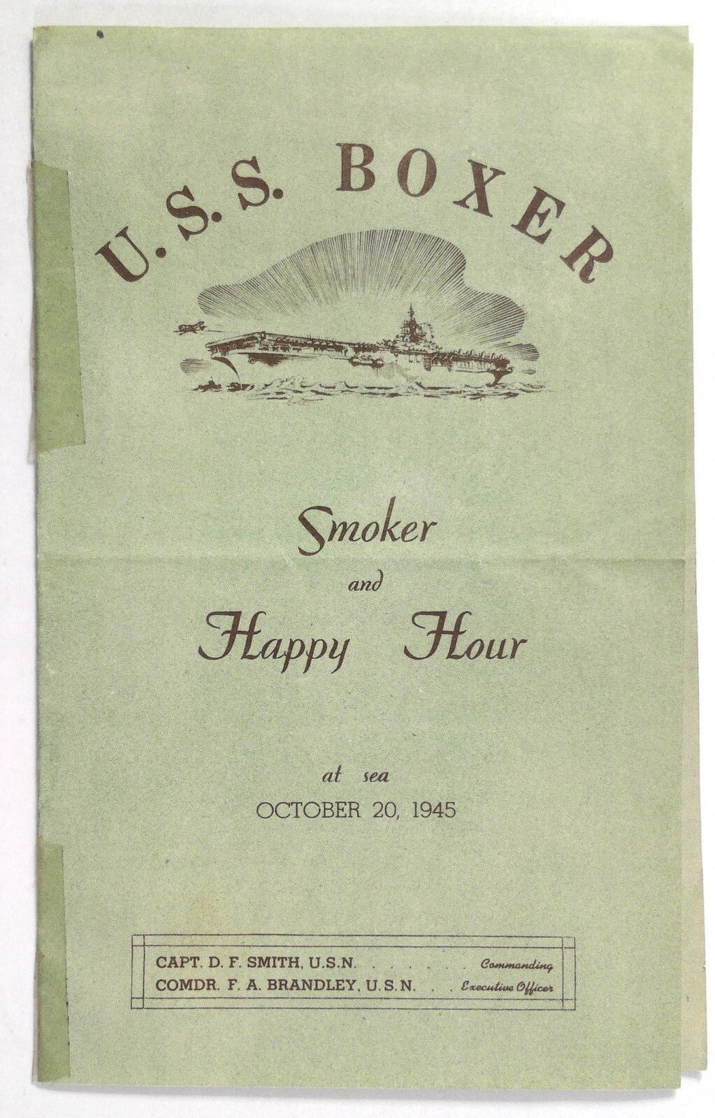 Rare 1945 USS BOXER CV 21 Navy Smoker & Happy Hour Boxing Match & Music Program eBay