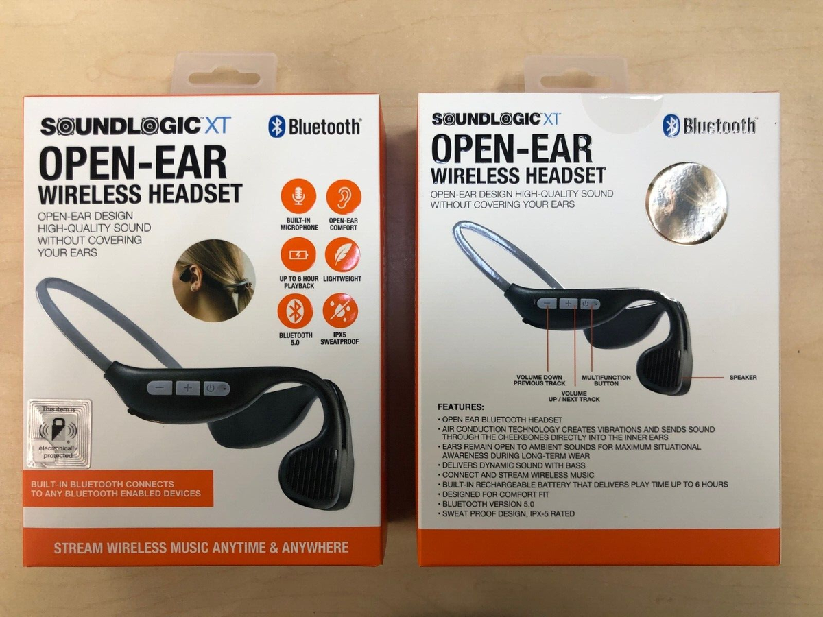 SoundLogic XT Open-Ear Wireless Headset Bluetooth Black