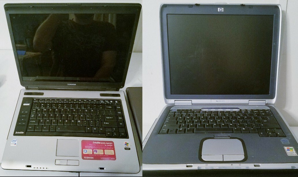 2 AS IS LAPTOPS: HP WINDOWS XP HOME EDITION/TOSHIBA SATELLITE A105