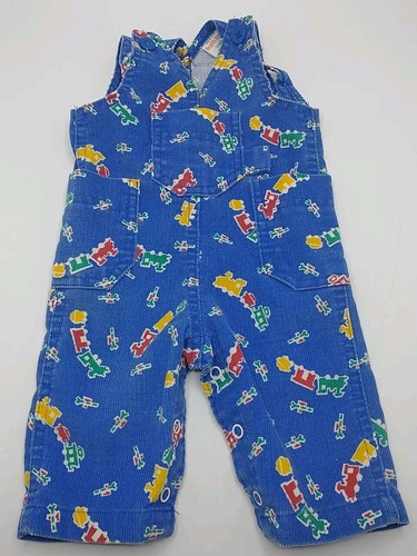 Vintage Healthtex 3 Months Blue Overalls Romper Trains