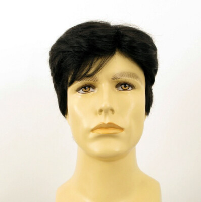 Perruque Courte Homme En Cheveux Humains Naturels - Couleur Noir 1B - Bonnet Moyen - Style Moderne