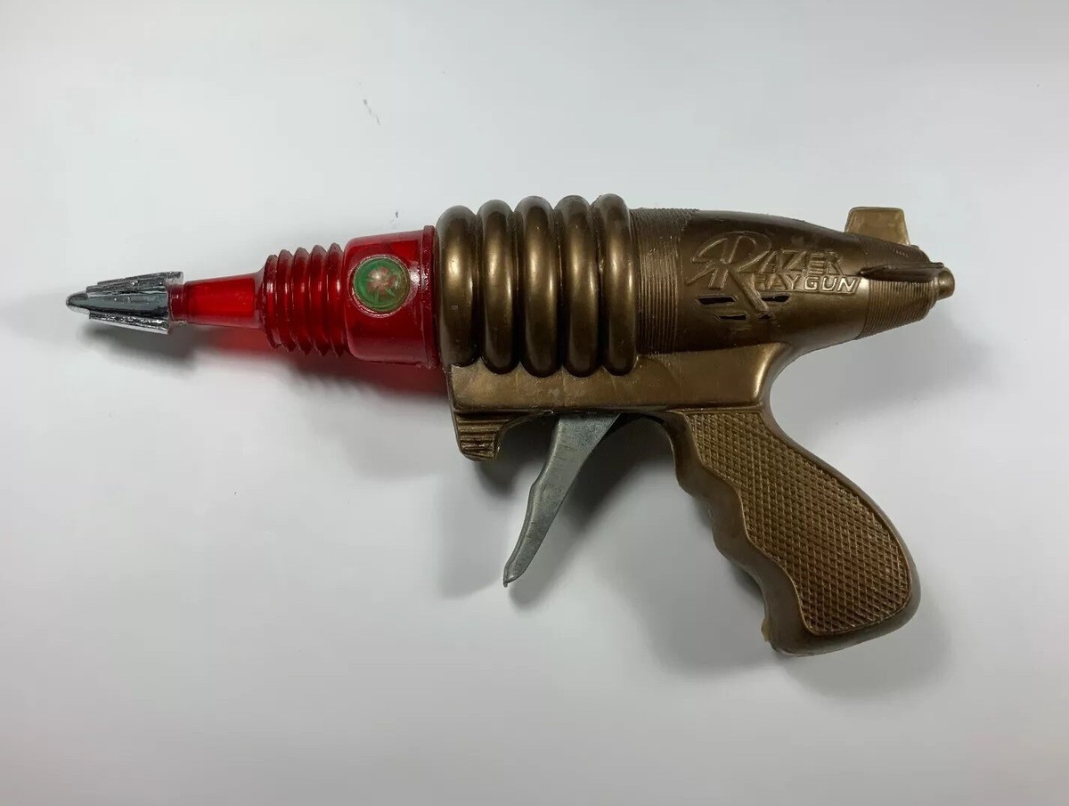 Vintage Mid-Century Gold & Red SPACE RAZER Ray Gun Space Gun