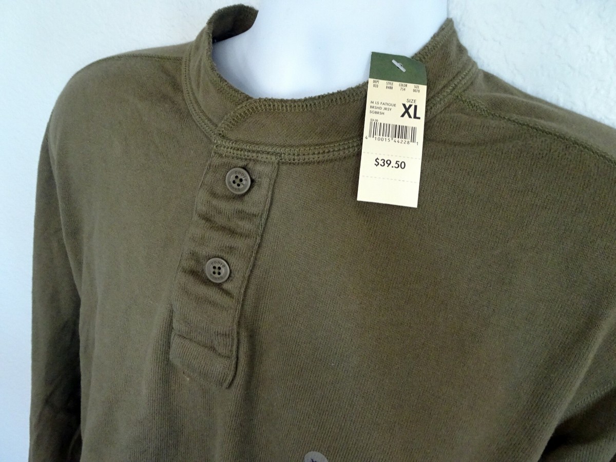 オーダーの写真。 EDDIE BAUER *NEW/NWT/NOS* M LONG SLEEVE FATIGUE JERSEY SHIRT SZ XL