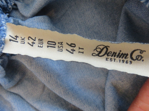 DENIM & CO PRETTY BLUE 100% COTTON SHORT DRESS WITH A BIG YOKE COLLAR UK 12 - Picture 11 of 13