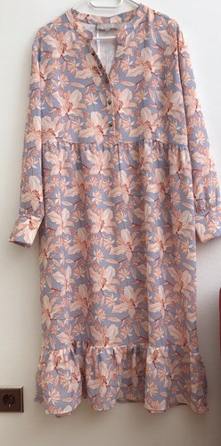 THOM Thomas Rath Maxi Kleid Zierausschnitt 24 (48) Pastellfarben Volant QVC NEU - Bild 2 von 5