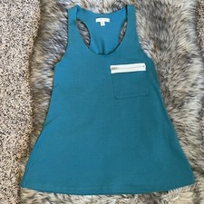 NEW Super Soft Rayon Racer Back Tank with Pocket Zipper in Teal Blue