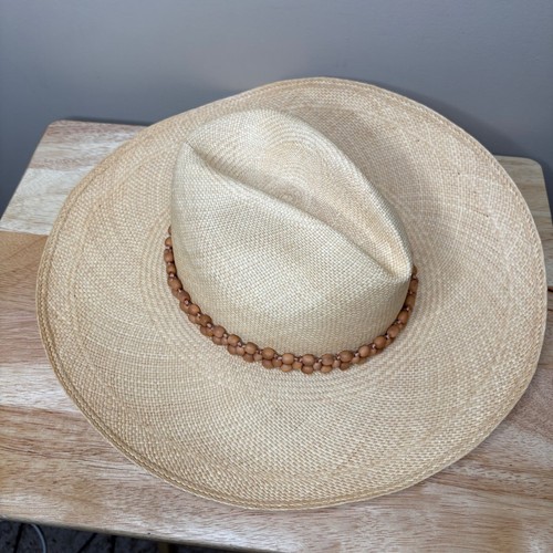 Sombrero de Paja Artesano Peoni 'Canela' Ala Ancha 100% Toquilla Playa Vacaciones - Imagen 3 de 7