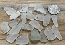 Sea glass - 20 Mini White Top Drilled Pieces of Sea Glass