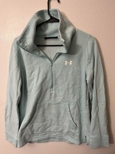 Under Armour Sweater Womens Medium Blue Pullover 1/4 Zip Sweatshirt Heatgear