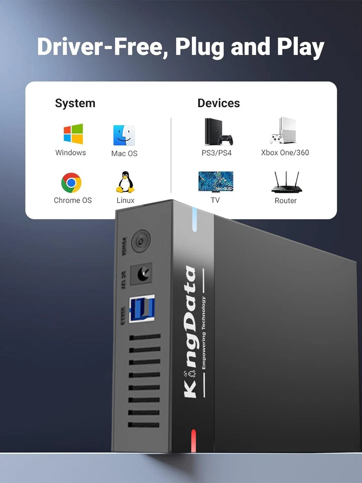 KingData USB3.0 2.5" 3.5" SATA SSD HDD External Hard Drive Disk Enclosure Case - Image 3 of 4