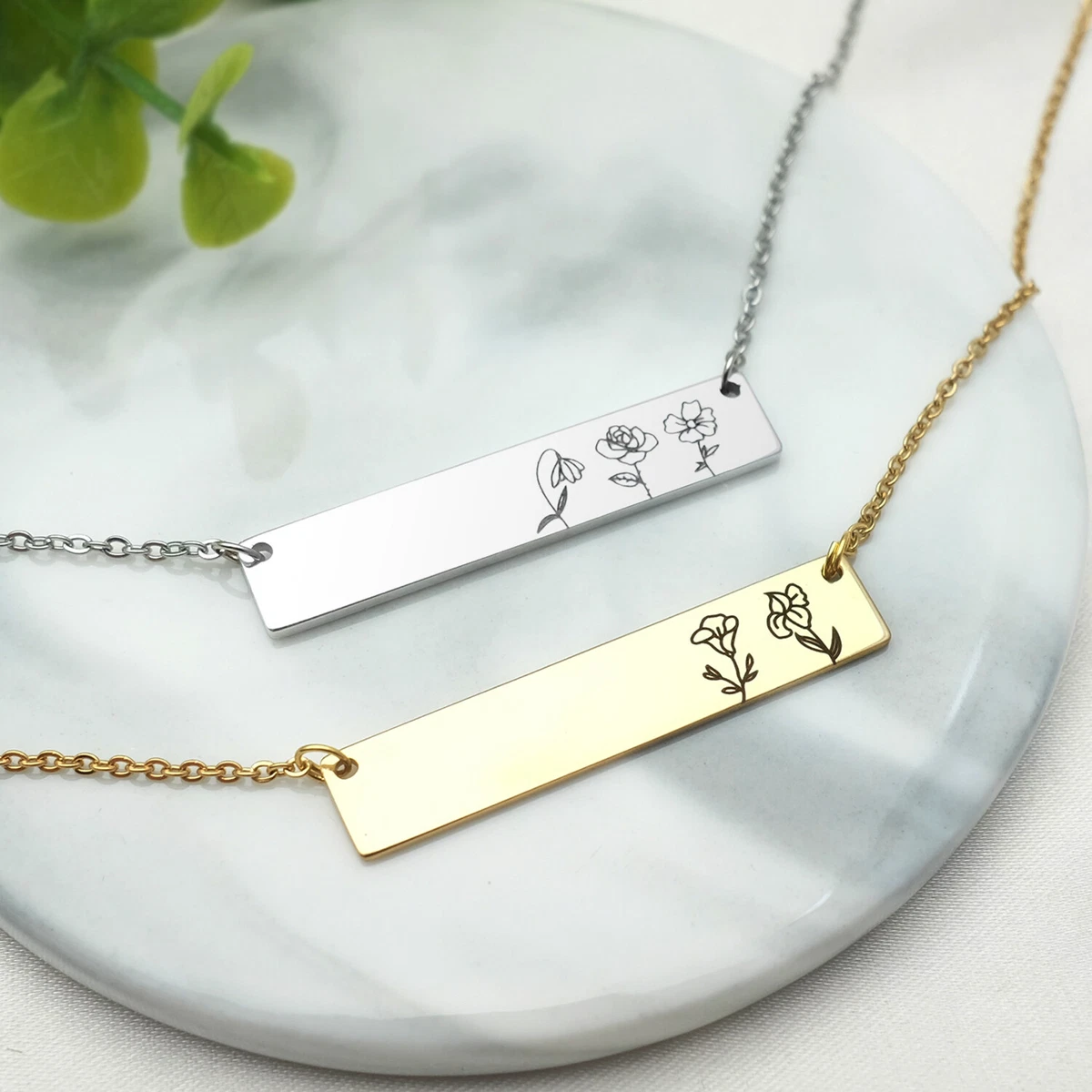 Personalised Birth Flower Necklaces Custom Name Necklace Mother s Day Gift