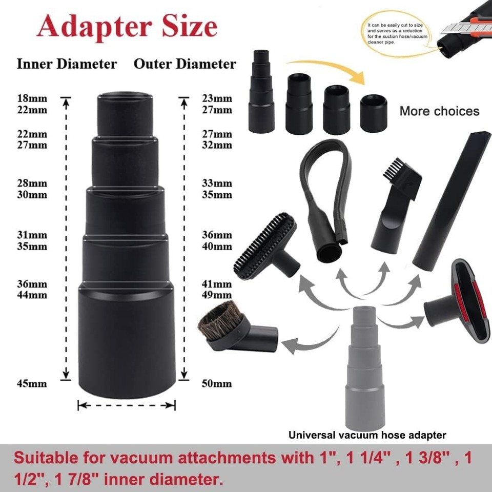 9 Pcs Household Cleaning Vacuum Cleaner Attachments for Shop Vac Black
