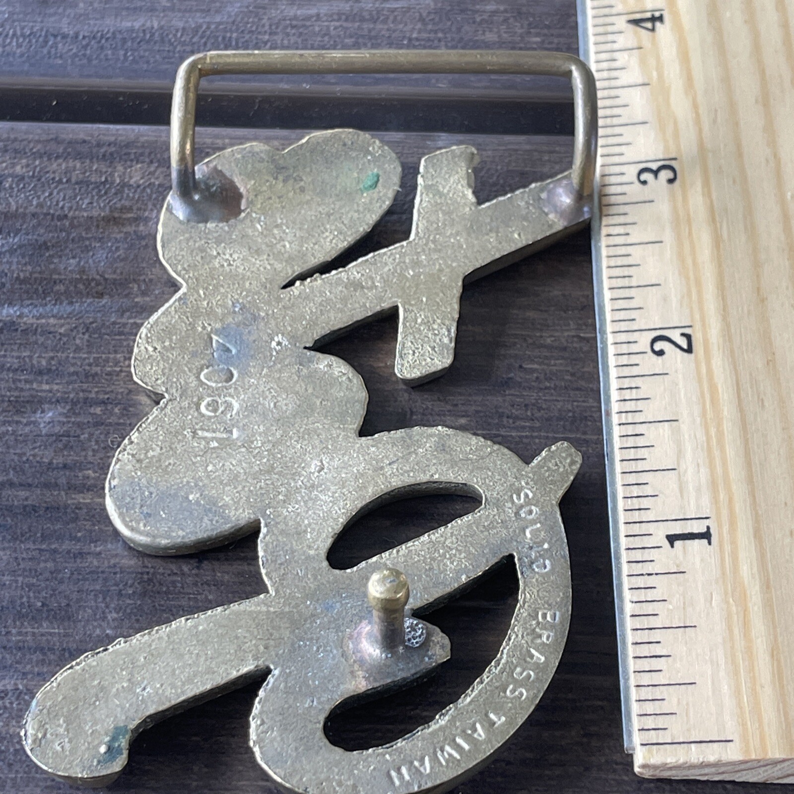 Brass Belt Buckle Pete Cursive   solid brass Belt… - image 5