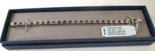 STERLING SILVER 925 AMETHYST TENNIS BRACELET 7"