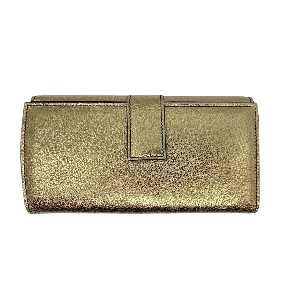 Alexander McQueen Gold Metallic Leather Flap Skull Wallet Made In Italy NWOB - Image 4 of 4