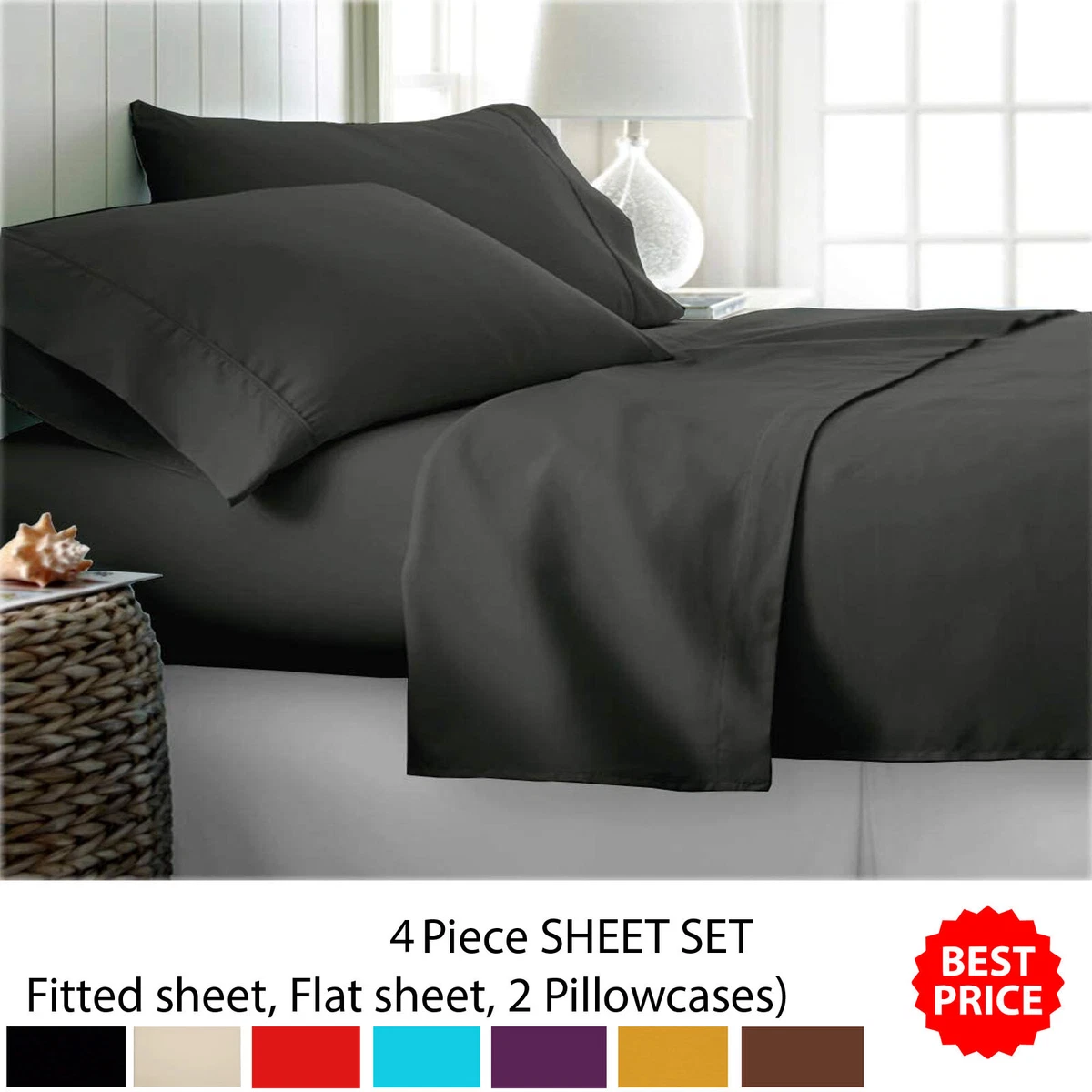 Grey double fitted hotsell sheet and pillowcases
