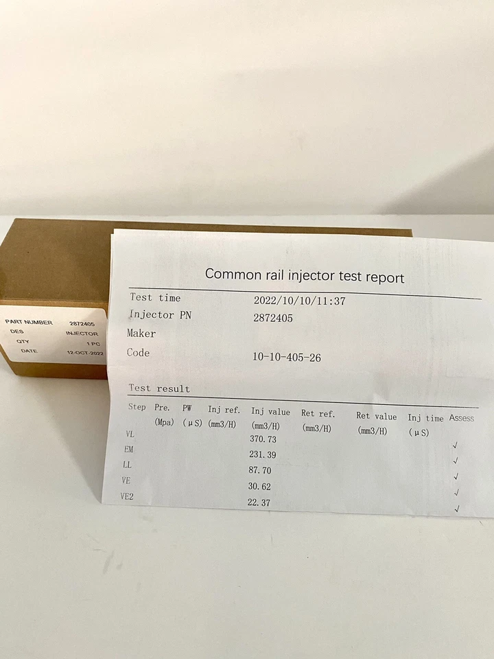 CUMMINS OEM 2872405 ,5579417 INJECTORS ISX15, SUPERCED 2872405PX W TEST REPORT - Image 3 of 4