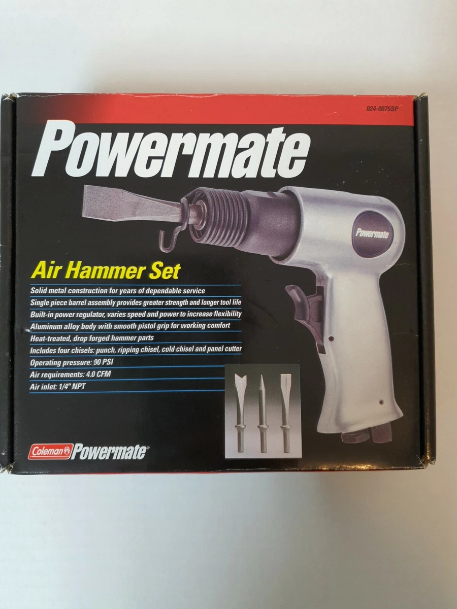 Powermate Air Hammer Set Coleman Pistol Grip 90 PSI New open