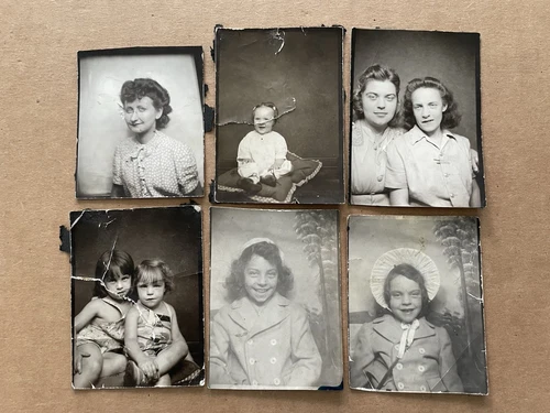 Vintage PHOTO BOOTH Photos 6pcs LADIES GIRLS