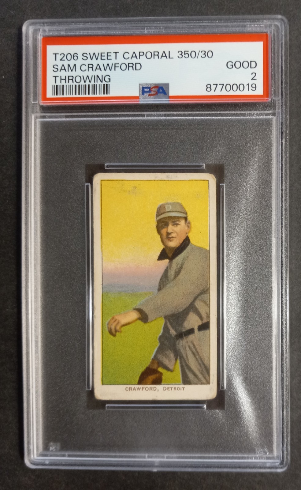 1909-11 T206 - Sam Crawford - HOF - Sweet Caporal 350/30 - PSA 2 GOOD