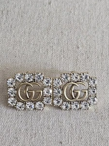 Boucles d'oreilles clous Gucci carré cristal Peirce accessoires occasion voir description