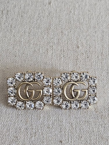 Gucci Square Peirce Crystal Stud Earrings Accessories Pre-owned See Description