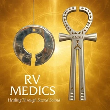 Ankh Tuning Fork & Solar Bell Set Sacred Sound Healing Tools by RV Medics