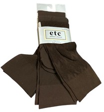 etc Platinum Collection Brown Trouser Socks 3 Pair Size 9-11 Nylon Spandex NOS