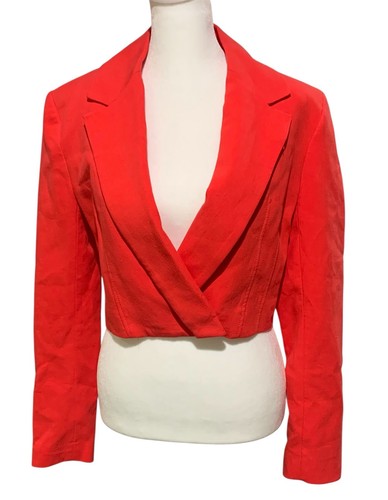 Zara Leinenmischung Cropped Blazer Rot Gr. XS NEU
