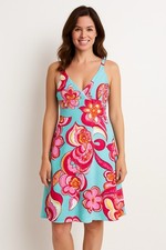 J. McLaughlin Sundress V-neck Sleeveless Floral Print Catalina Cloth Retro XS