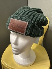 Love Your Melon Beanie Green Chunky Knit 100% Cotton Made in USA Slouchy Hat
