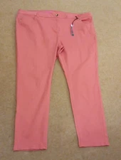 So Fabulous Size 32 Long Coral Orange Stretch Fabric Casual Trousers Bnwt