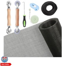 Windows Screen and Screen Door Repair Kit, 48"x118" Charcoal Fiberglass Mesh ...