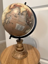 Vintage World Globe With Wood Stand 13.5 Inches Tall